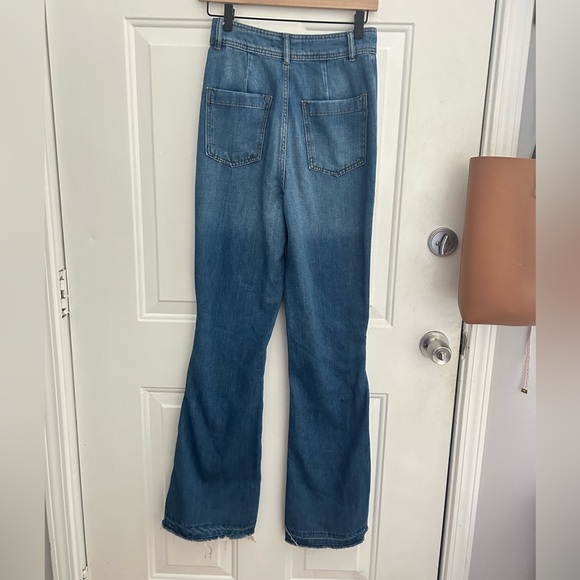 We The Free • Wide Leg Frayed Hem Mindy Rigid Flares High Rise Denim Jean Sz 26 - Picture 8 of 11